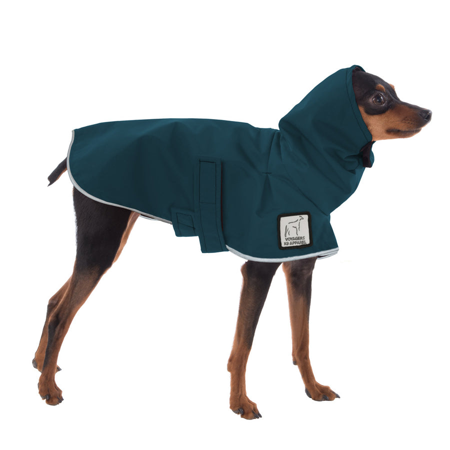 Miniature Pinscher Rain Coat (Dark Teal) - Voyagers K9 Apparel Dog Gear