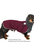 Custom Dog Winter Coat (Burgundy) - Voyagers K9 Apparel Dog Gear