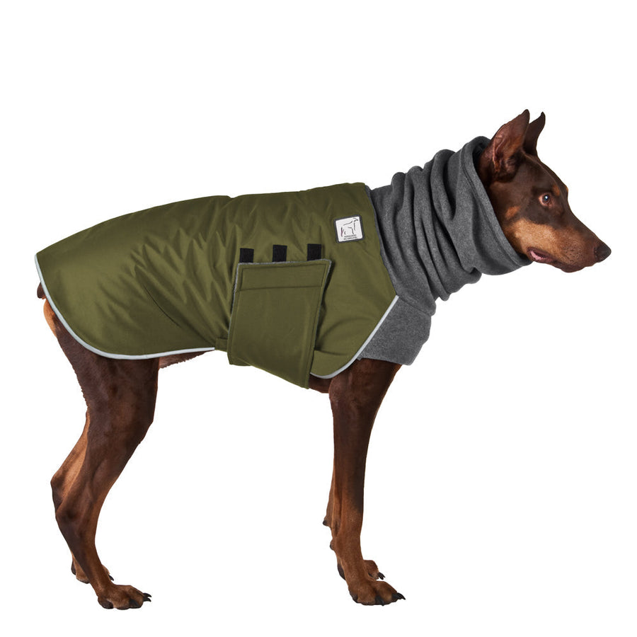 Doberman Pinscher Winter Coat (Olive) - Voyagers K9 Apparel