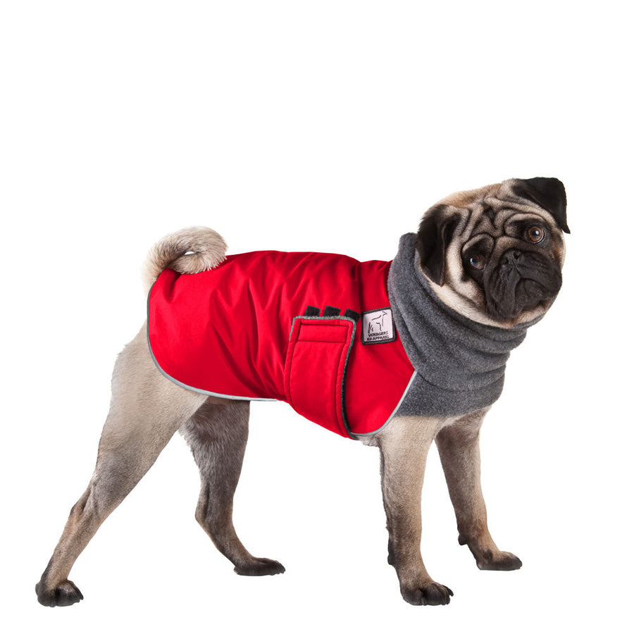 Pug Winter Coat (Red) - Voyagers K9 Apparel