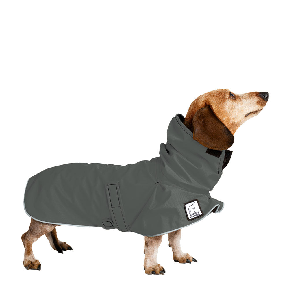 Miniature Dachshund Rain Coat (Special Order Smoke) - Voyagers K9 Apparel