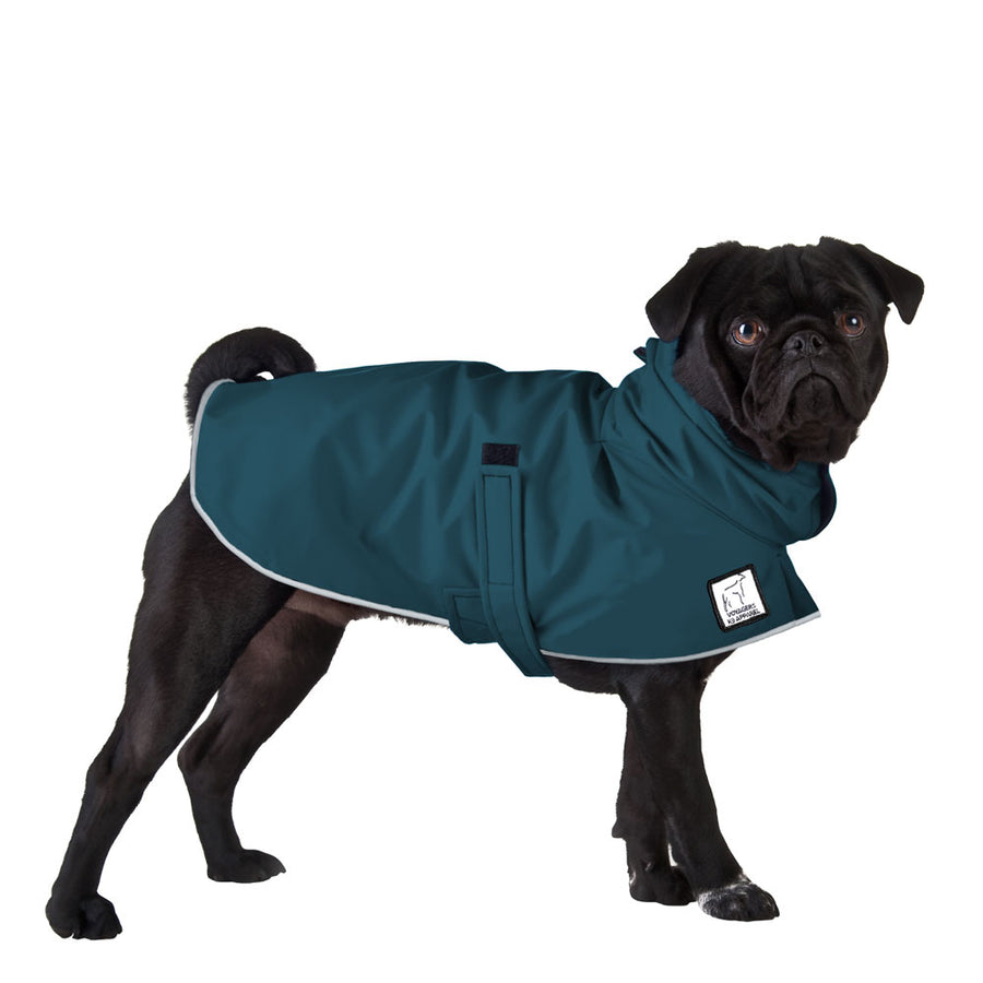 Pug Rain Coat (Dark Teal) - Voyagers K9 Apparel