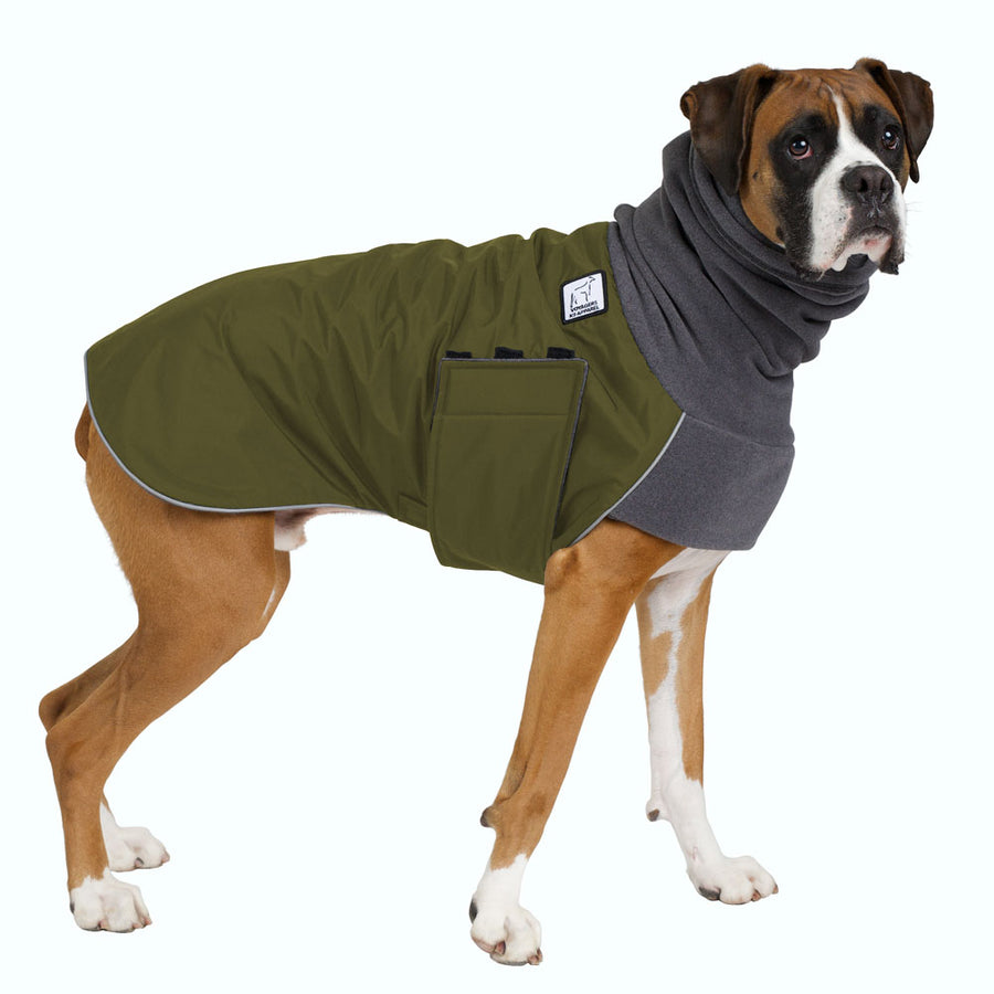 Boxer Dog Winter Coat (Olive) - Voyagers K9 Apparel